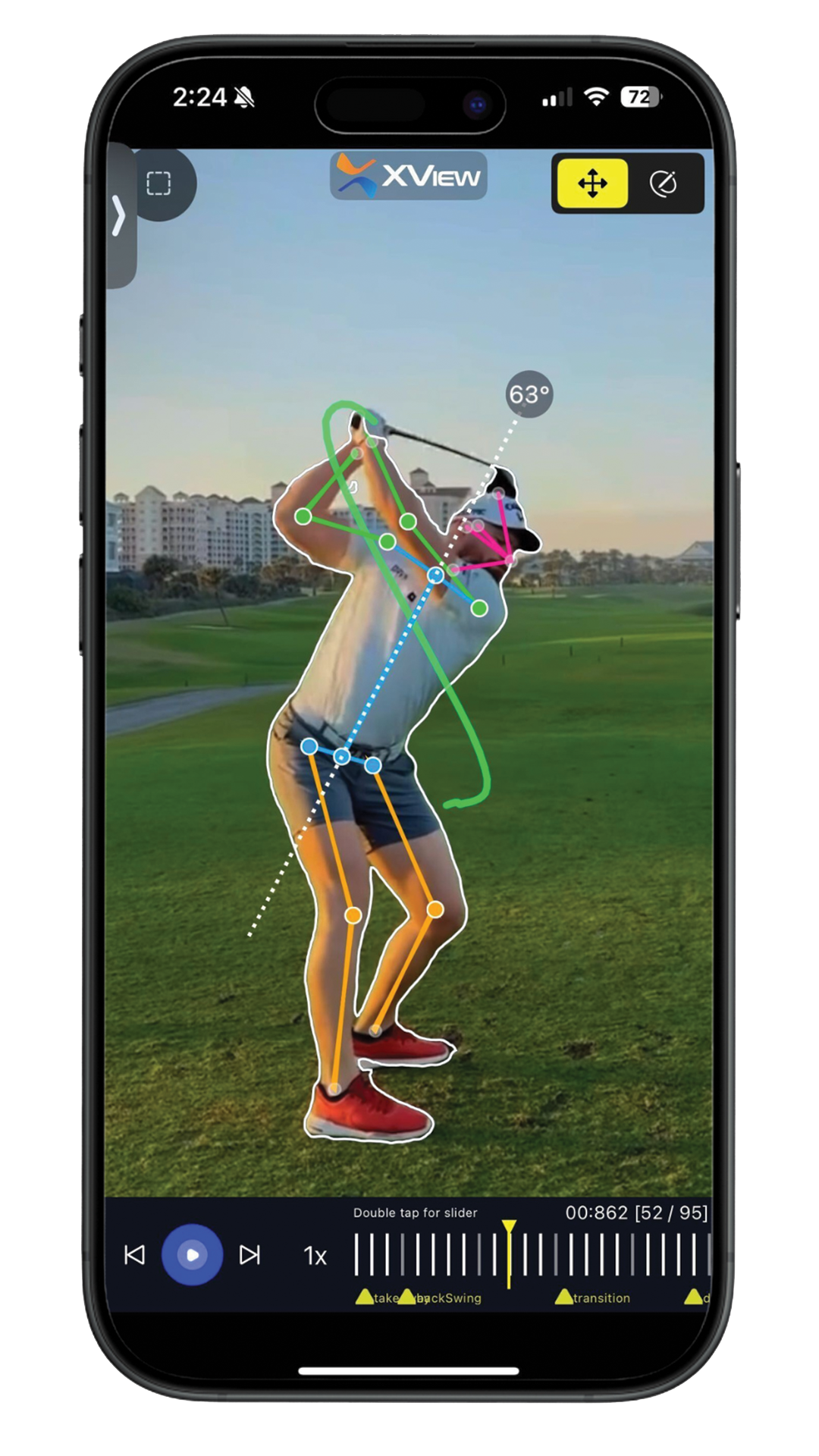 World Long Drive Champion, Martin Borgmeier optimizing his swing on the course with XView AI.